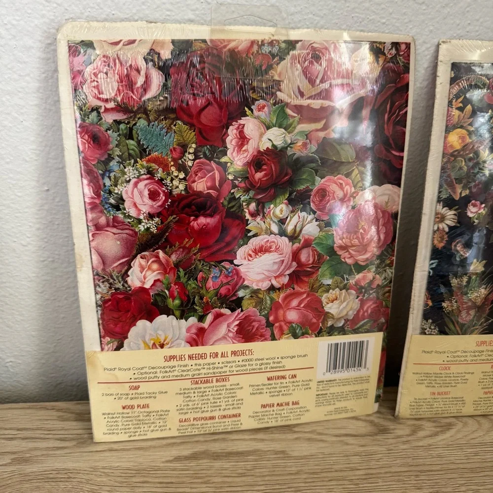 Plaid Decoupage Paper & Projects 1455 Floral Onyx & 1454 Rose Garden 21x30 Sheet